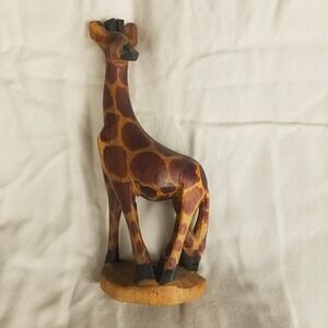 Giraffe Hand Carved Wood Safari Animal Folk Art Sculpture African‎ Kenya safari